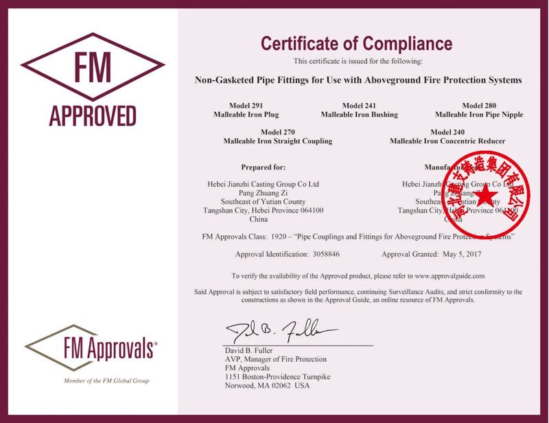 FM Approval certificate